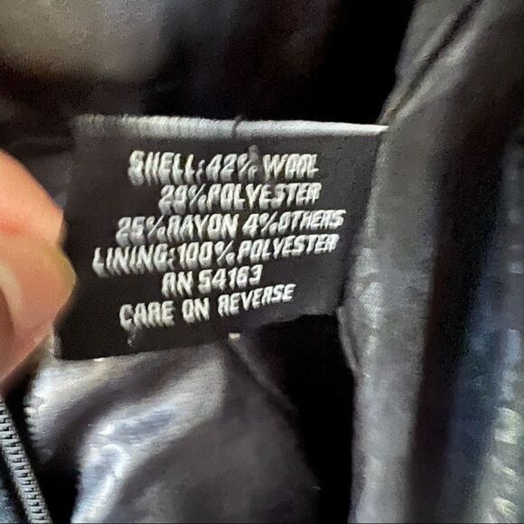 Guess Los Angeles Black Wool Blend Sparkle Hooded Mid-Length Coat - Picture 13 of 13
